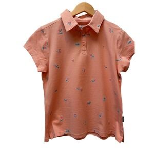 NWT Columbia‎ Sportswear  M South Sand Point Polo Shirt Peach Tropical Print